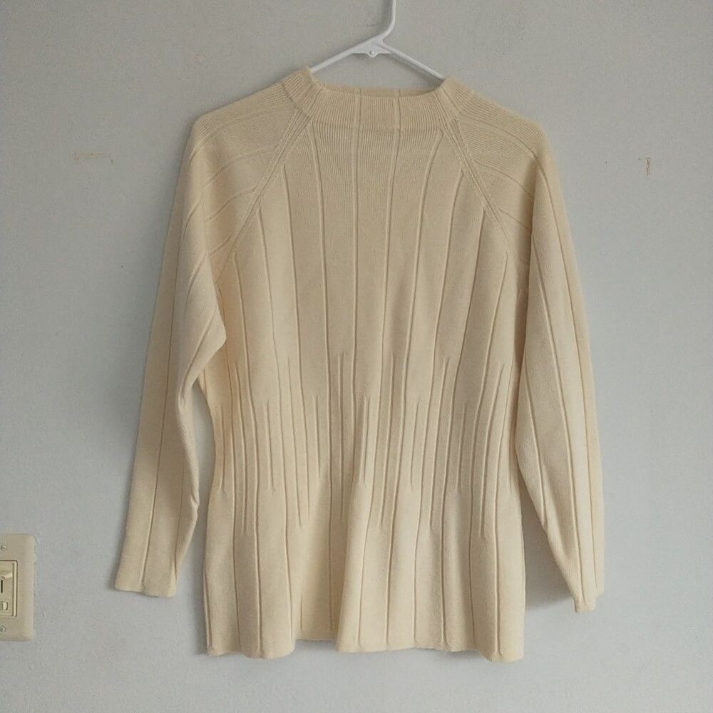 Laura Ashley Cream Sweater 100% Wool